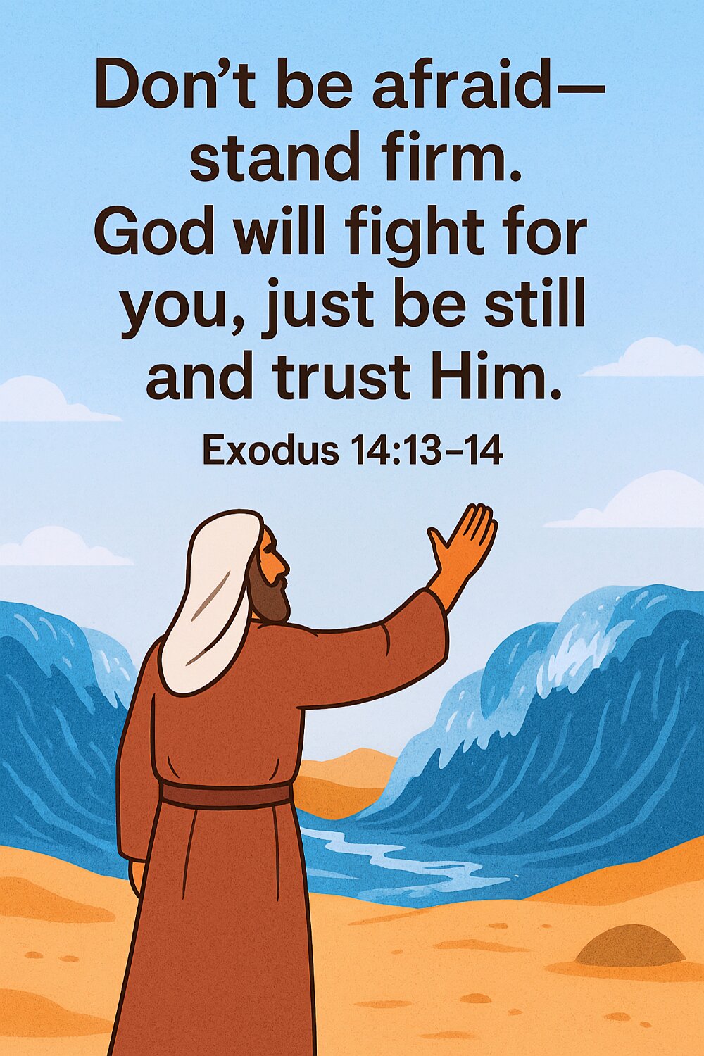 Moses said, Don't be afraid. Stand firm. You will see how the LORD will save you today. Do you see those Egyptians. You will never see them again.