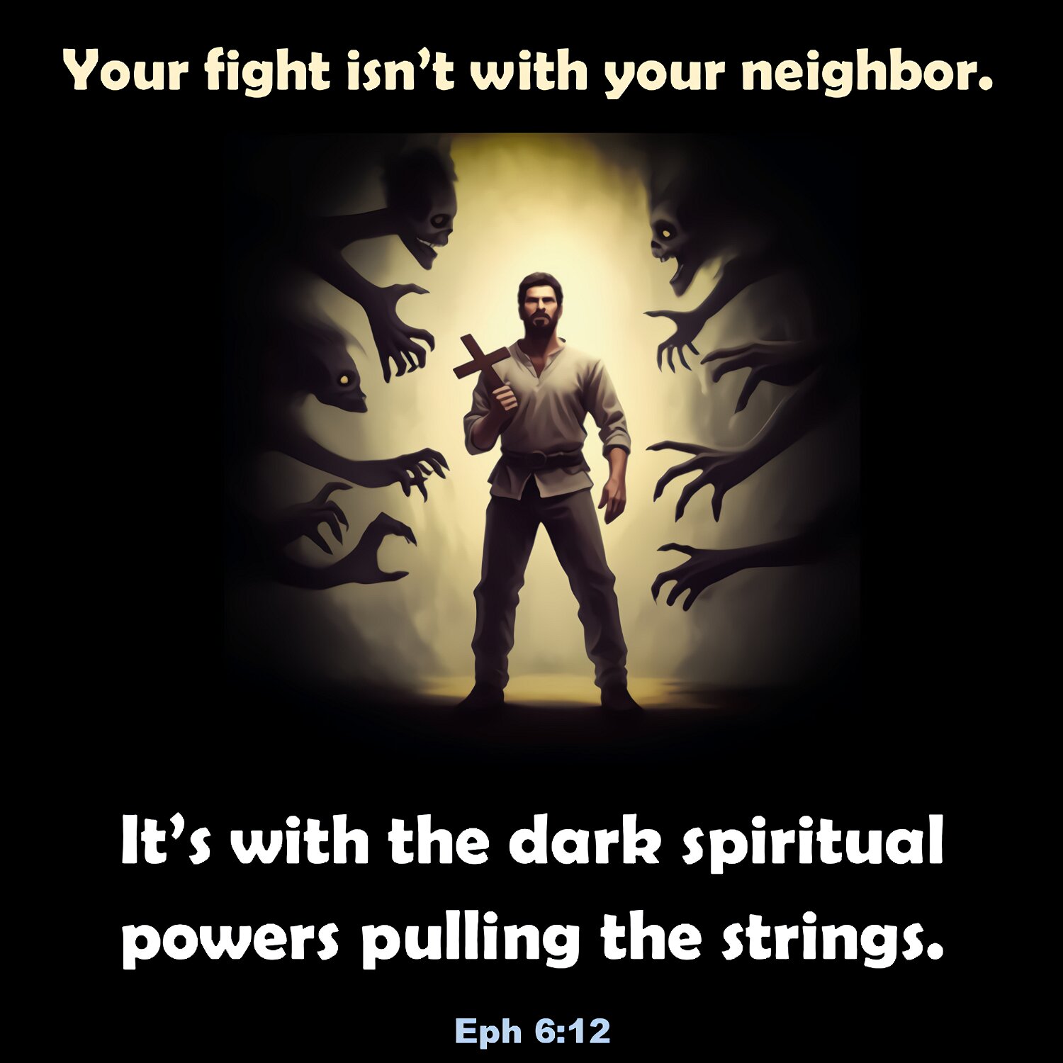 Our fight is not against human beings. It is against the spiritual forces of evil in the heavenly world.