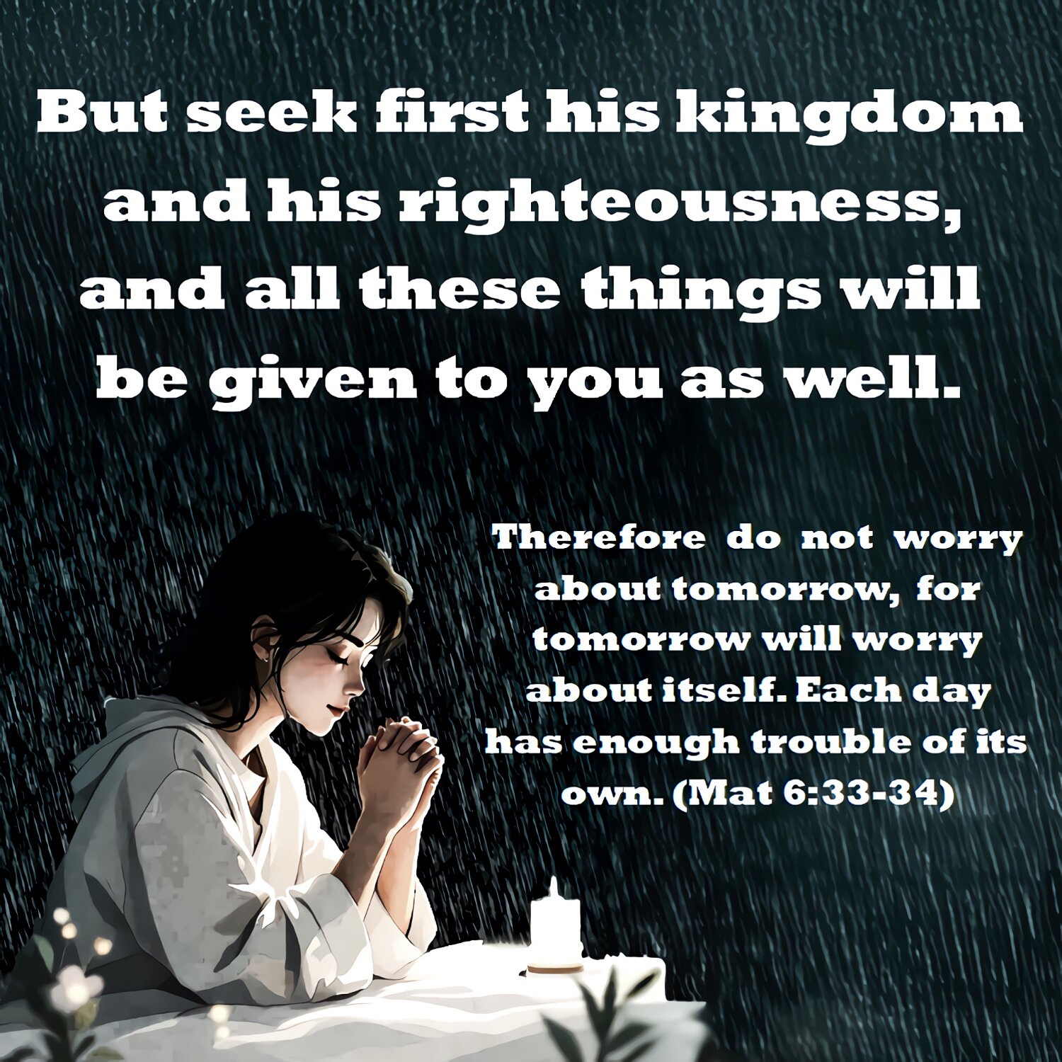 Put God's kingdom first. Do what he wants you to do. Then all of those things will also be given to you.