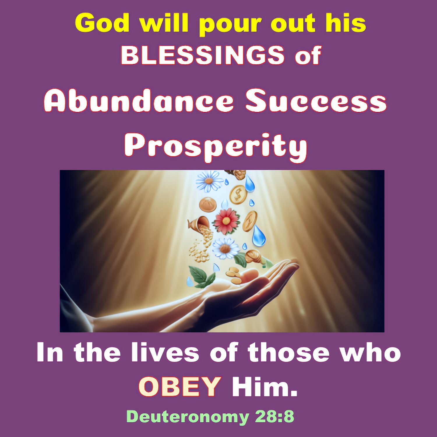 The LORD your God will bless your barns with plenty of grain and other food. He will bless everything you do. He'll bless you in the land he's giving you.