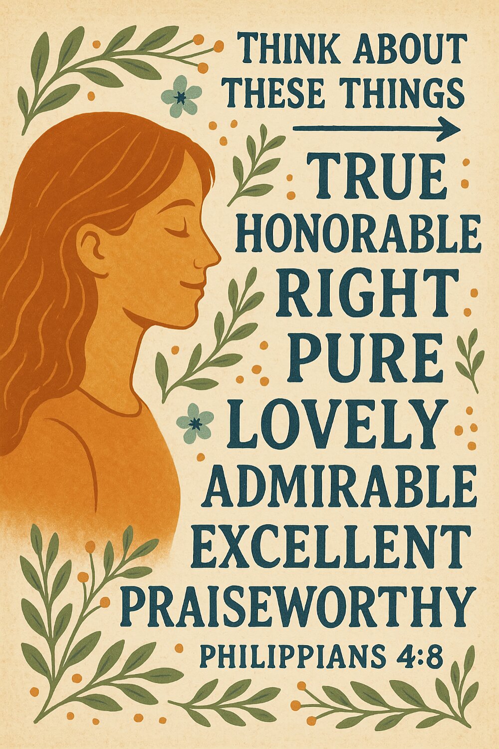 Whatever is true, noble, right, pure, lovely, admirable. If anything is excellent or praiseworthy — think about such things.